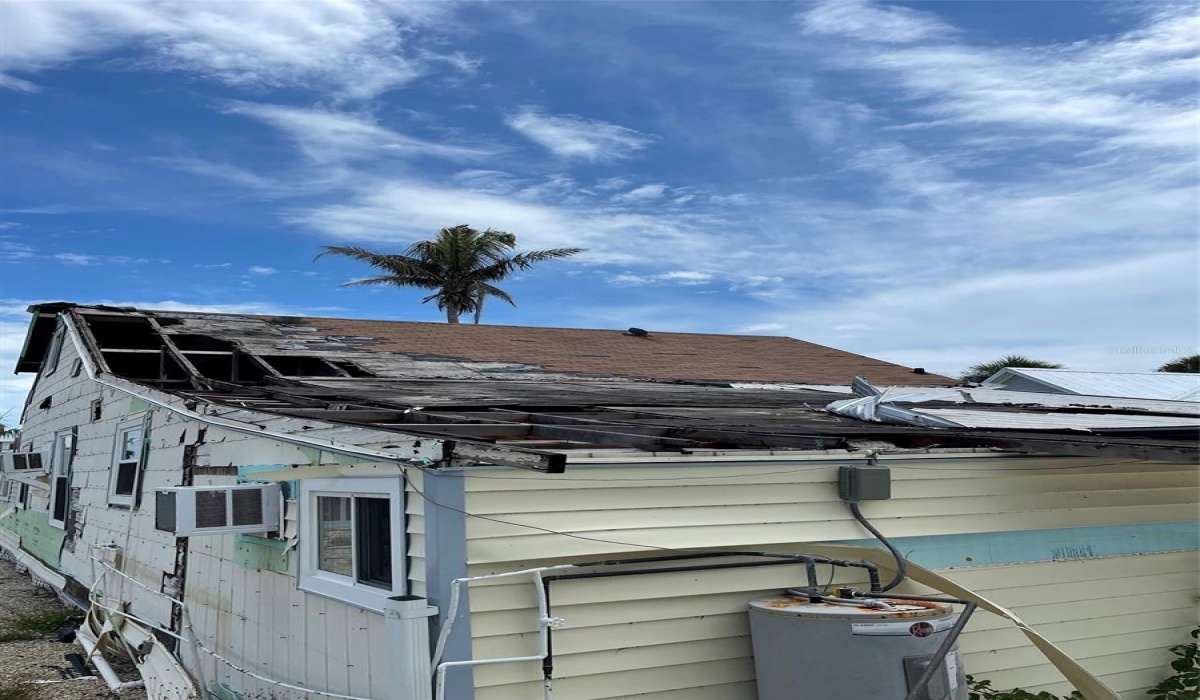 Rear of home damage post Hurricane Ian