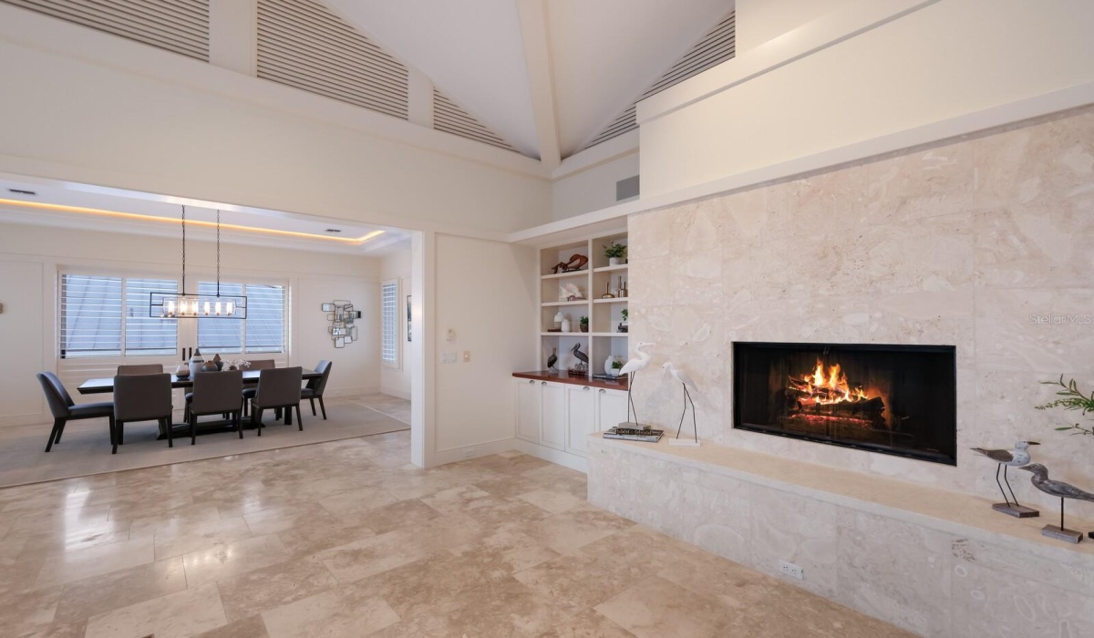 Fireplace/View of Dining Room