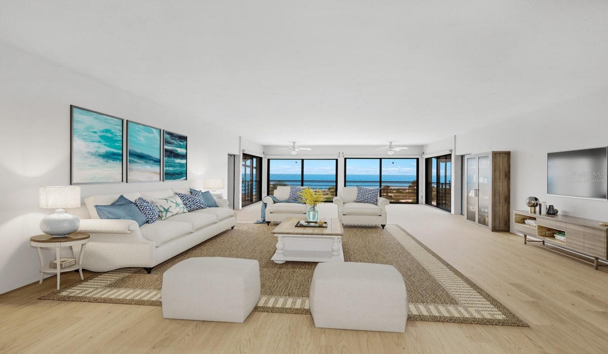 Living room virtually staged