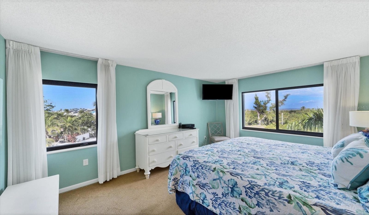 Bay views from primary bedroom
