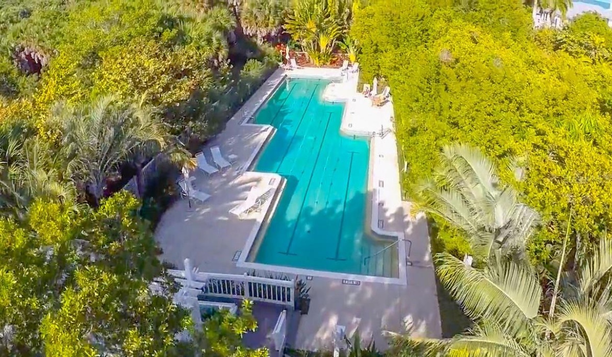 The lap pool is steps away