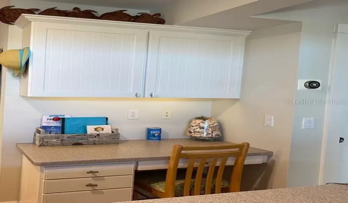Desk in kitchen