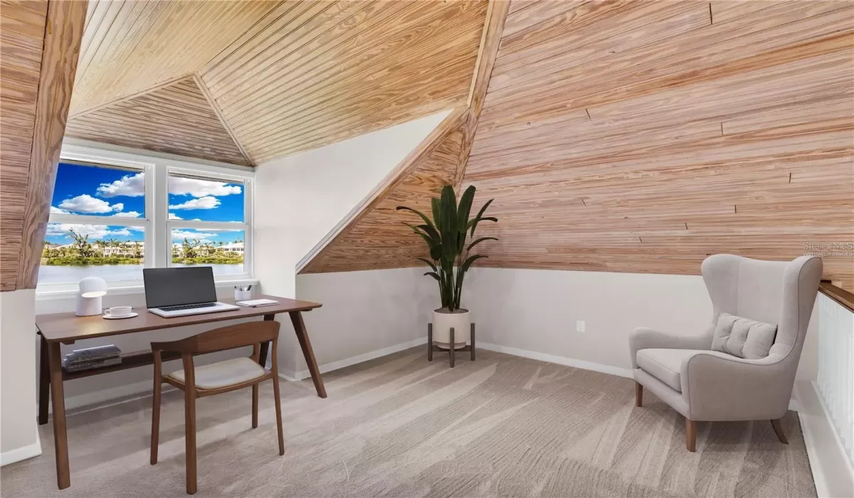Office area virtually staged