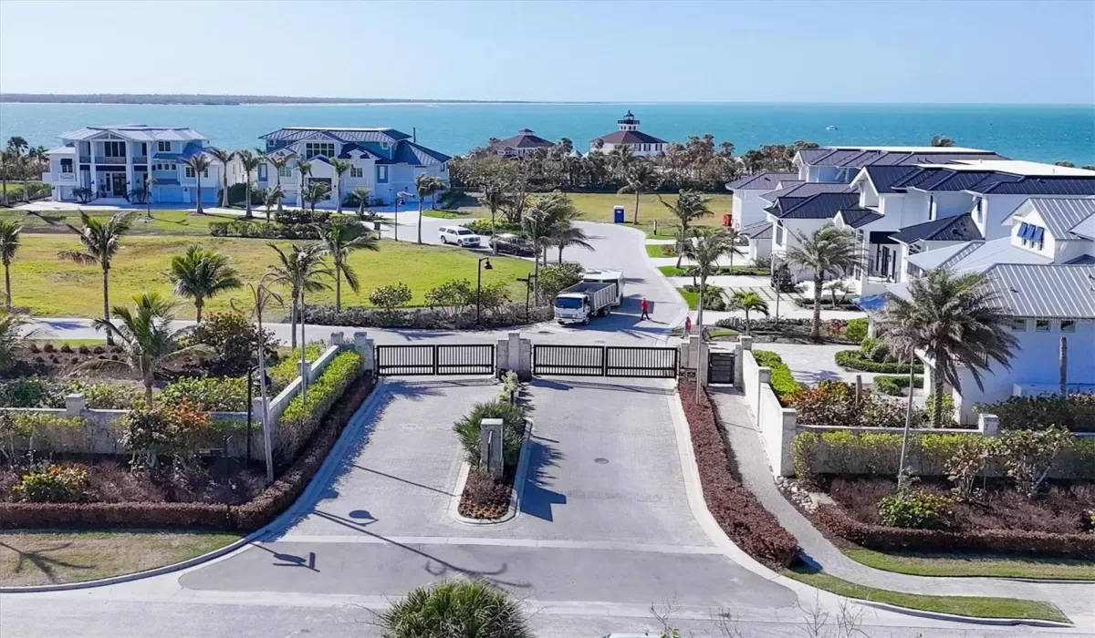 Gated entrance to Hill Tide Estates