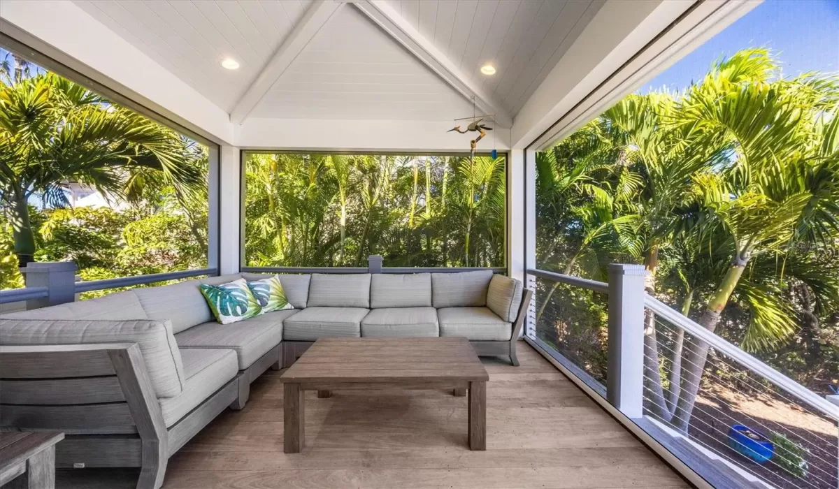 Elevated screened seating area