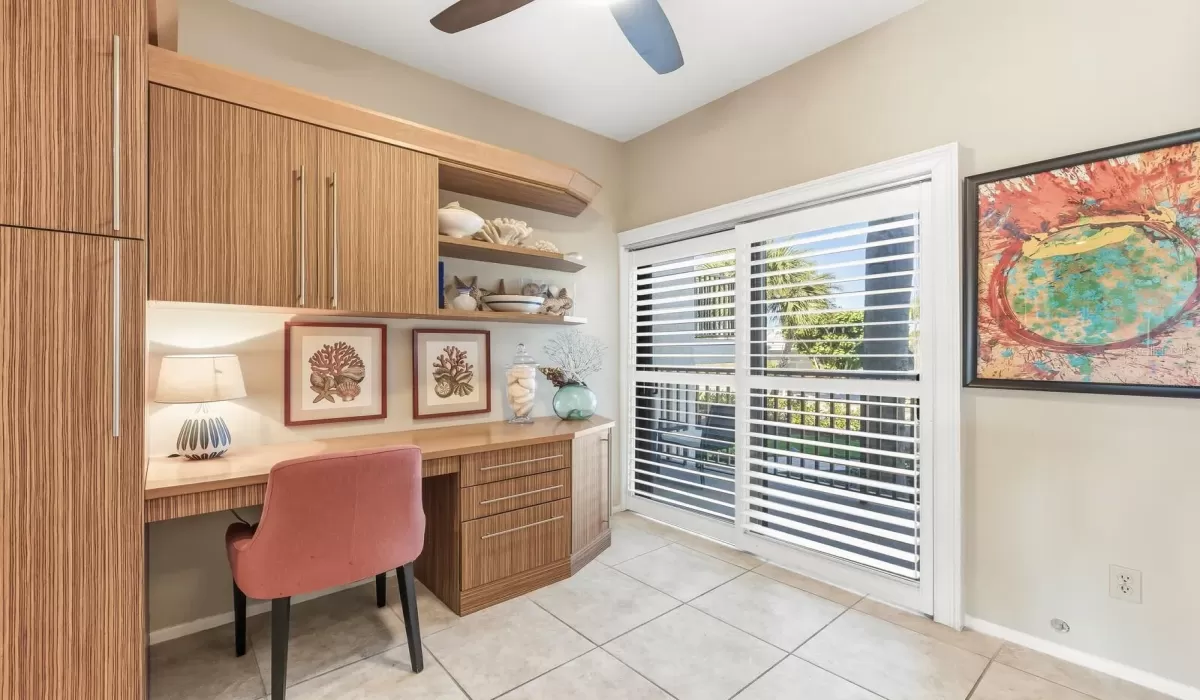 Kitchen/Workspace with sliders to front shared balcony