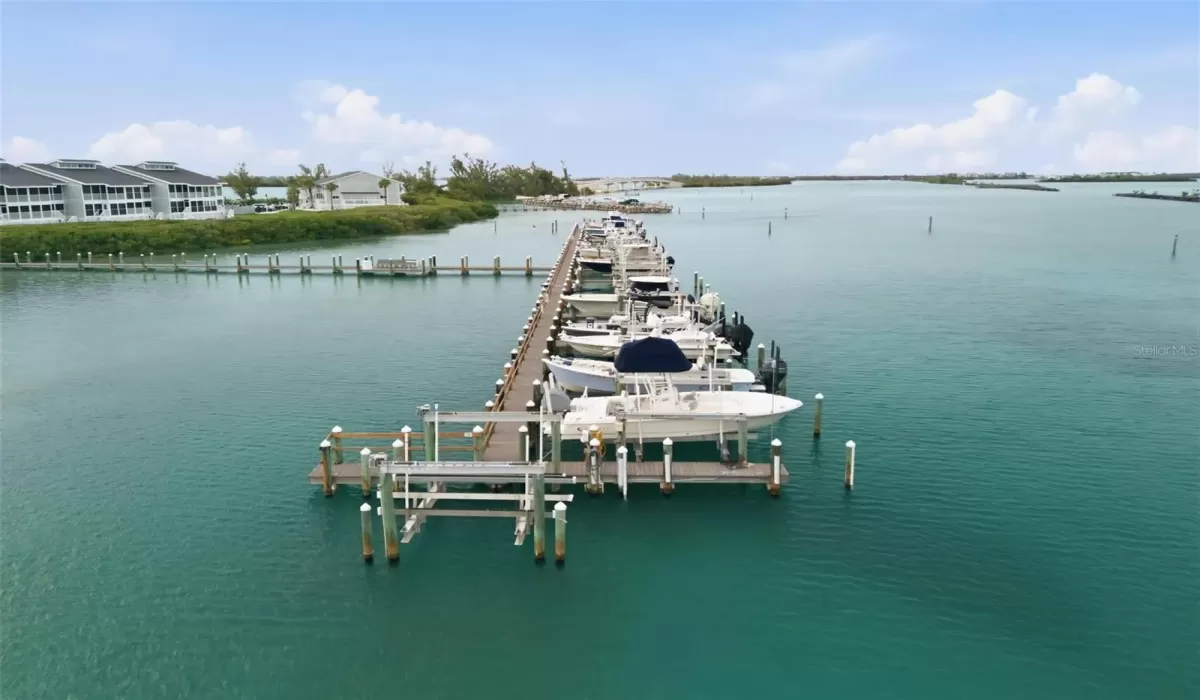 Onsite marina with docks available for purchase